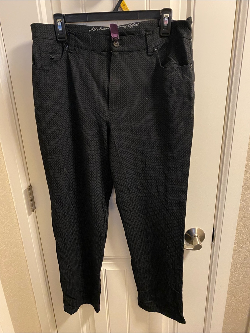 Gloria Vanderbilt 14 Pants Stretch Black Gray Ankle Length Slacks Amanda